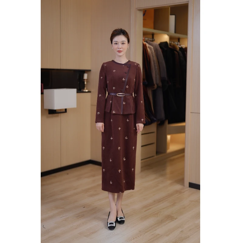 【蝶宿云栖】秋冬新款气质显瘦中长款时尚连衣裙高贵优雅