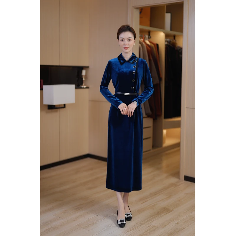 冬季新款气质显瘦中长款时尚连衣裙高贵优雅