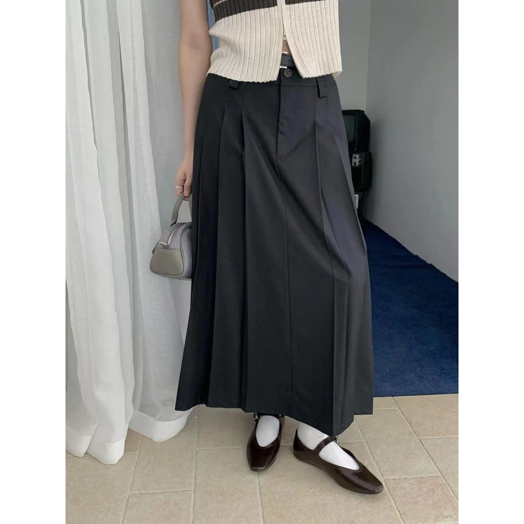 J-Q017#里奈#韩系极简风百搭显瘦百褶半身裙（福利）