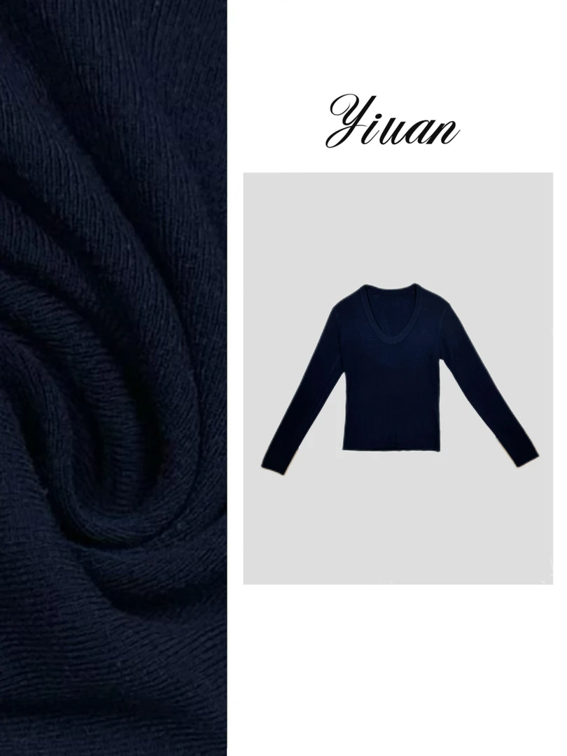 YIWAN高级U领基础美丽诺羊毛打底衫