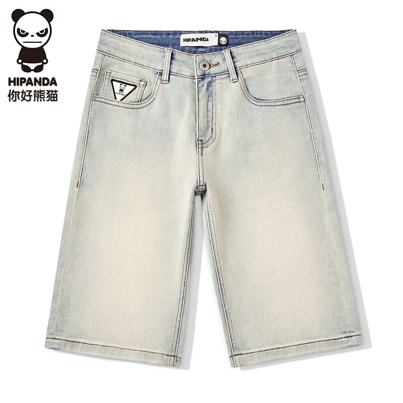 HiPanda夏季薄款高档牛仔短裤男士宽松直筒弹力休闲百搭中裤韩版