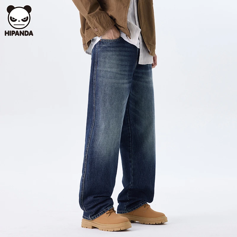 HiPanda秋季复古牛仔裤男士潮牌时尚新款美式休闲高级感水洗长裤