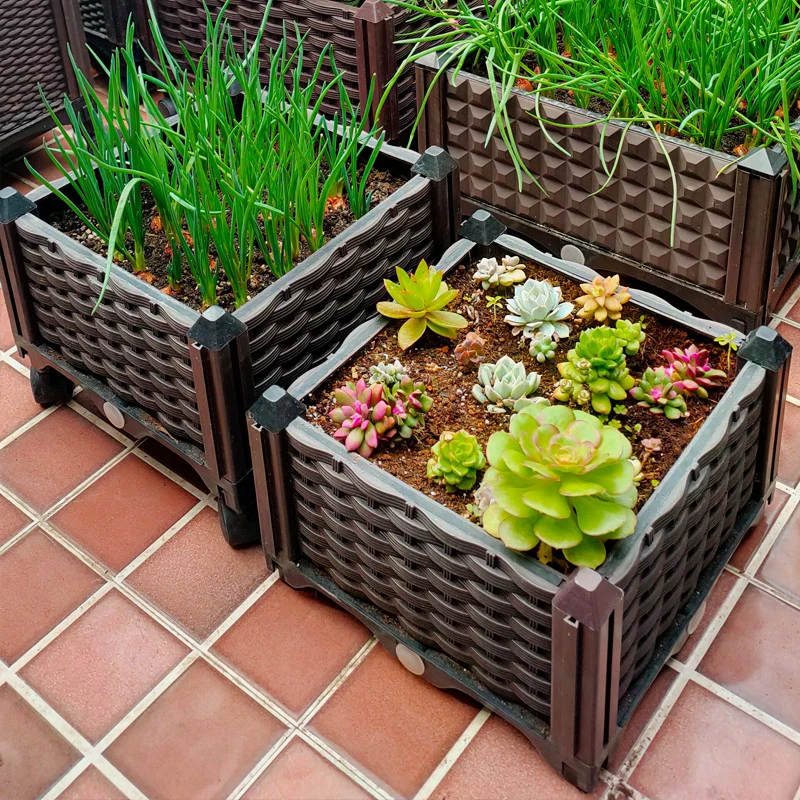 30宽种植箱阳台简约花盆种菜箱花箱楼顶露台箱子长方形花槽塑料