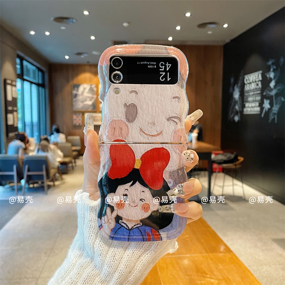 波浪折叠适用于三星zflip6手机壳zflip5女款ZFLIP4/3小众可爱创意