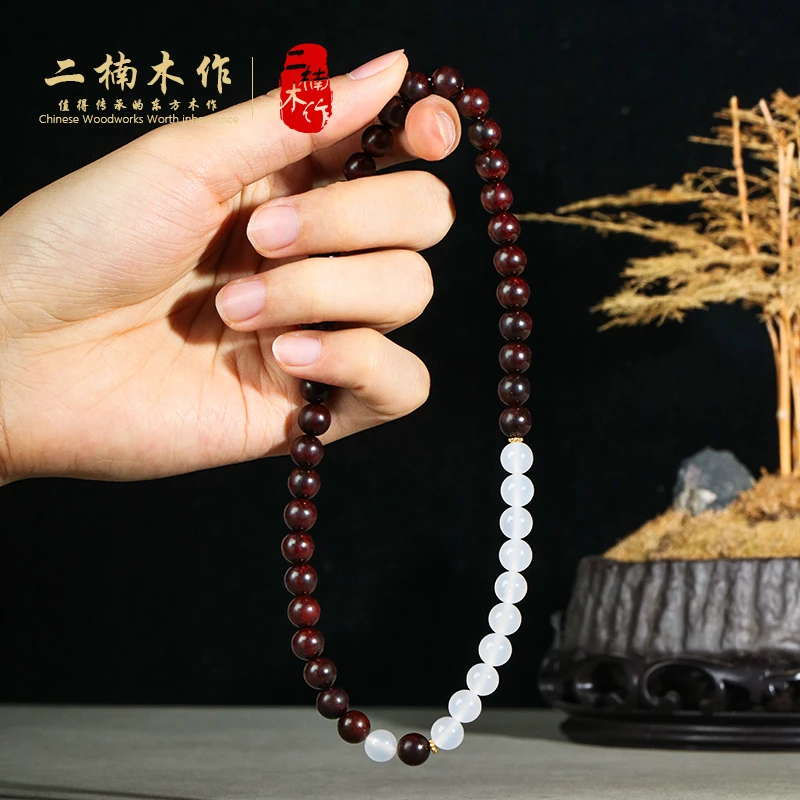 【二楠】【一心一意】印度小叶紫檀0.8双圈念珠文玩手串