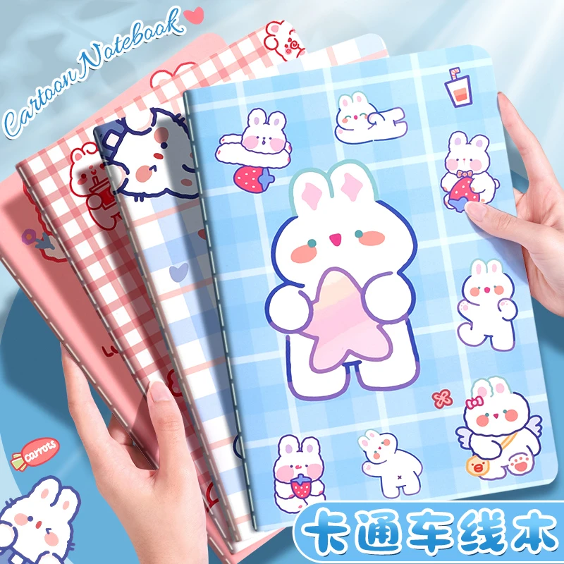 车线笔记本可爱卡通封面防水耐脏耐磨软抄本记事本学生日记本加厚