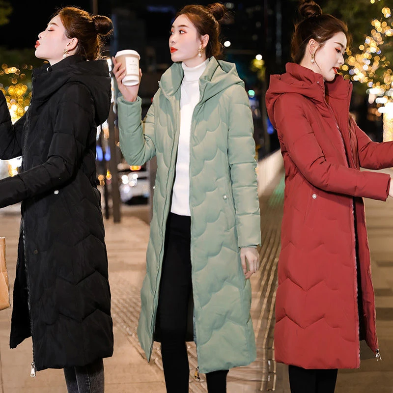 2024冬季大码女装新款羽绒羽绒服女中长款羽绒衣修身过膝加厚羽绒