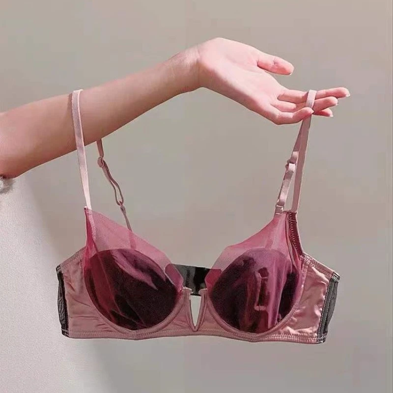 BP007深V网纱性感文胸罩内衣套装聚拢薄杯文胸软钢圈夏季薄款文胸