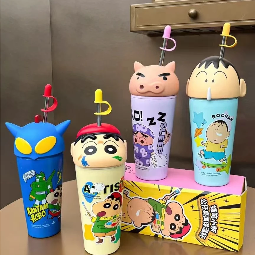 【优秀姐专属】蜡笔小新2024新款保温杯高颜值男女生便携吸管水杯