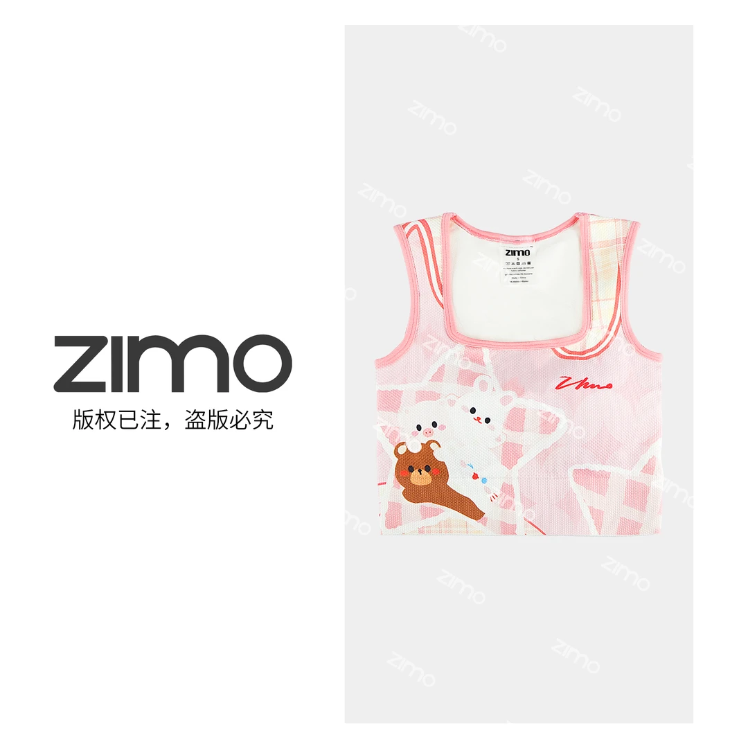 zimo-方领一体杯文胸彩色小熊一家-高端瑜伽健身瑜伽服健身