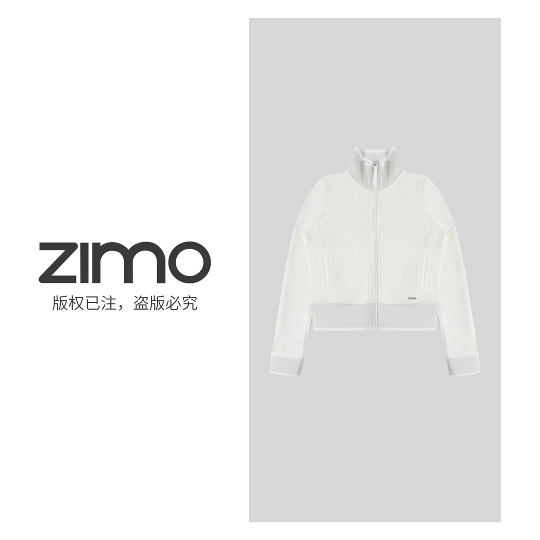 泡芙小姐全拉链立领外套白蛋白127-zimo-瑜伽健身瑜伽服裤YFWT127