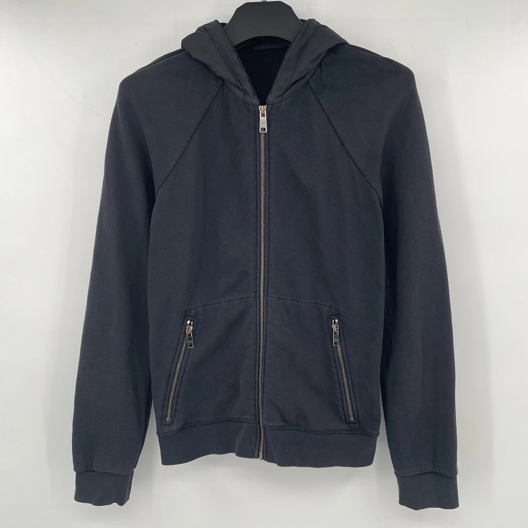 Prada 1下摆胶标拉链帽衫 M