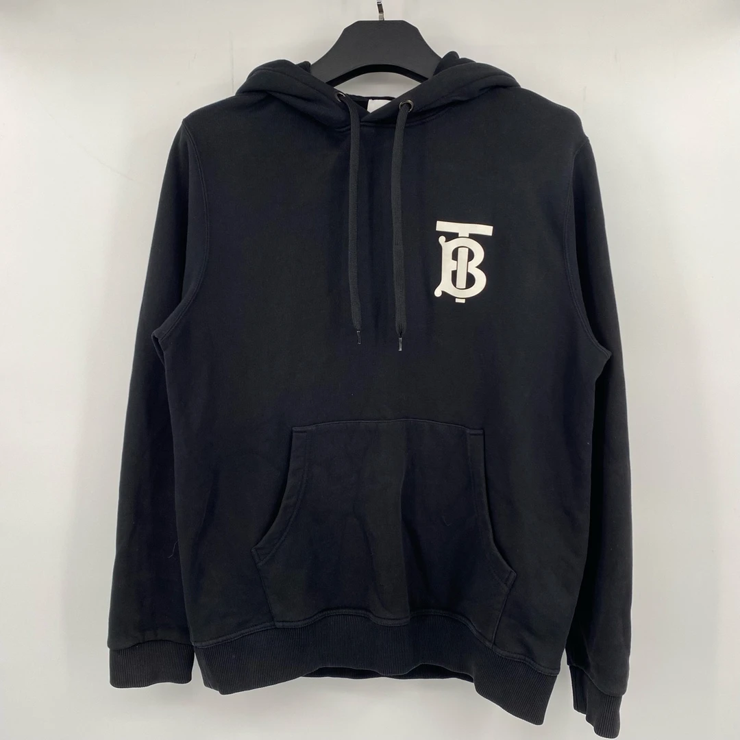 Burberry 1黑色胸前TBlogo帽衫 95新