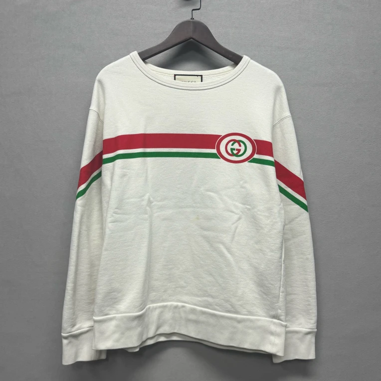 Gucci 红绿条纹双G卫衣 95新