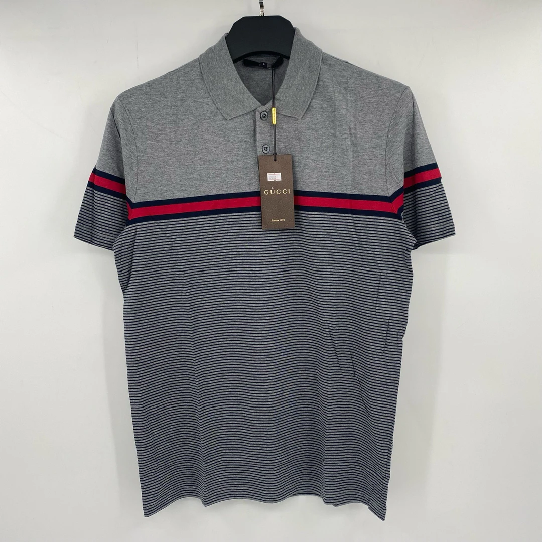 Gucci 红色分隔条纹短袖POLO L/XL/XXL 全新未使用