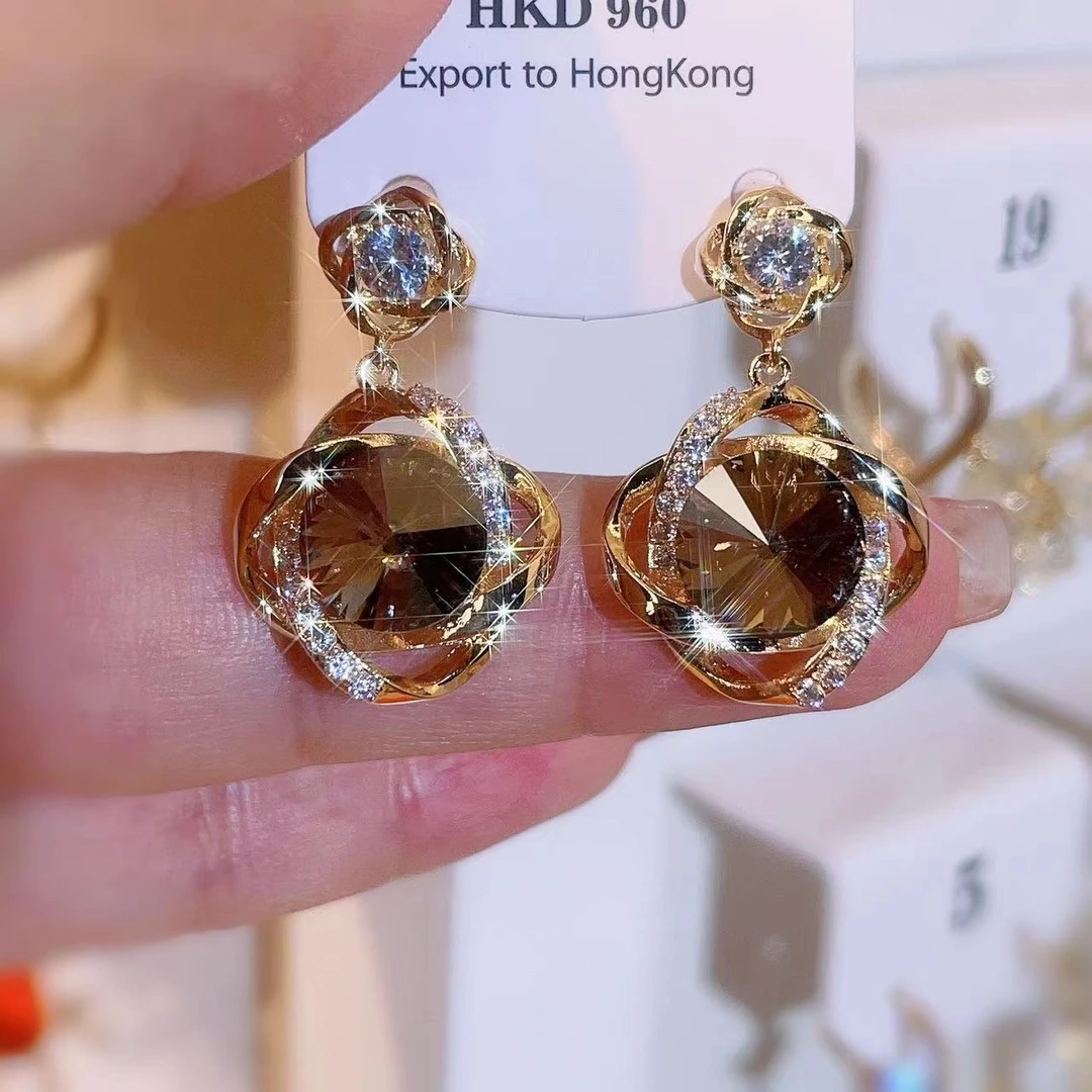 铜合金合成锆石耳饰 气质轻奢百搭精致简约时尚个性经典耳环Y660