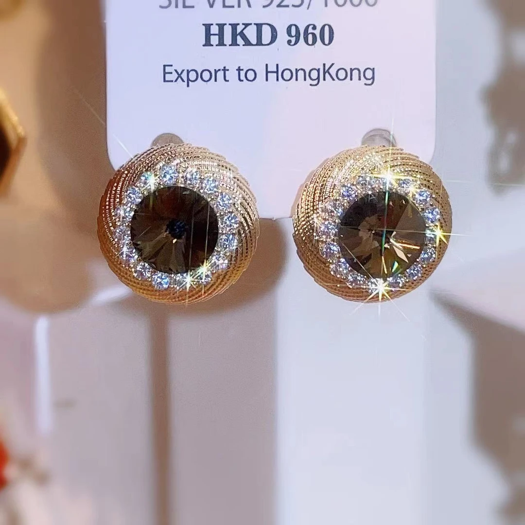 铜合金合成锆石耳饰 气质轻奢百搭经典时尚简约精致耳环耳钉B657