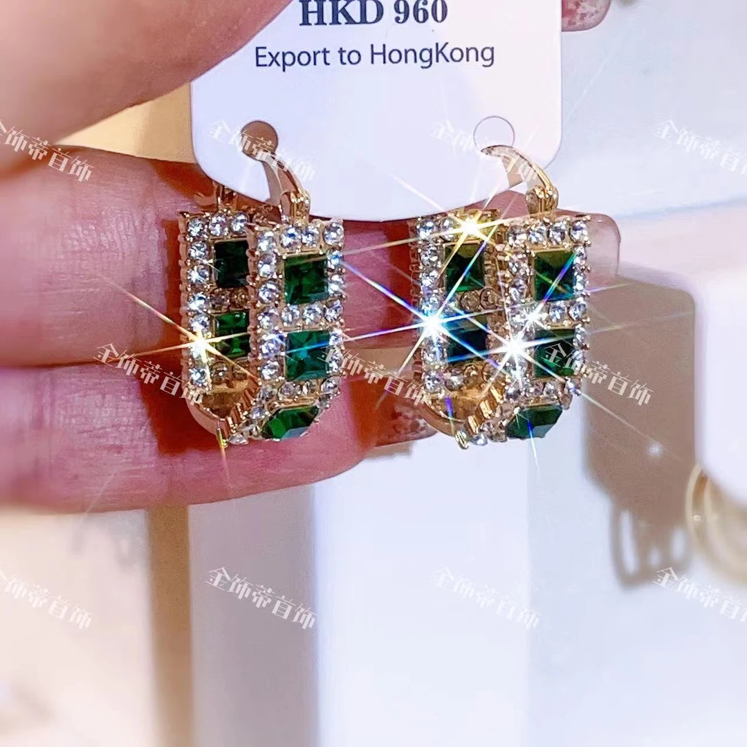 铜合金合成锆石耳饰 时尚百搭简约轻奢气质个性经典精致耳环A663