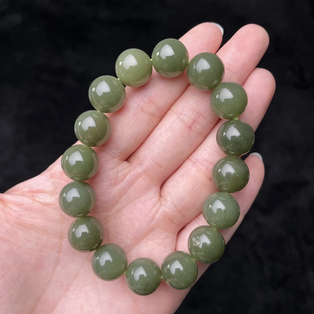 菲菲珠宝好*和田玉单圈手串-圆珠约12mm