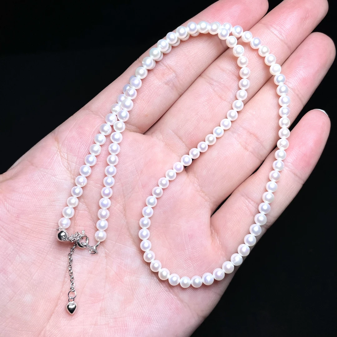 菲菲珠宝好*S925珍珠项链-可调节小米链约3mm