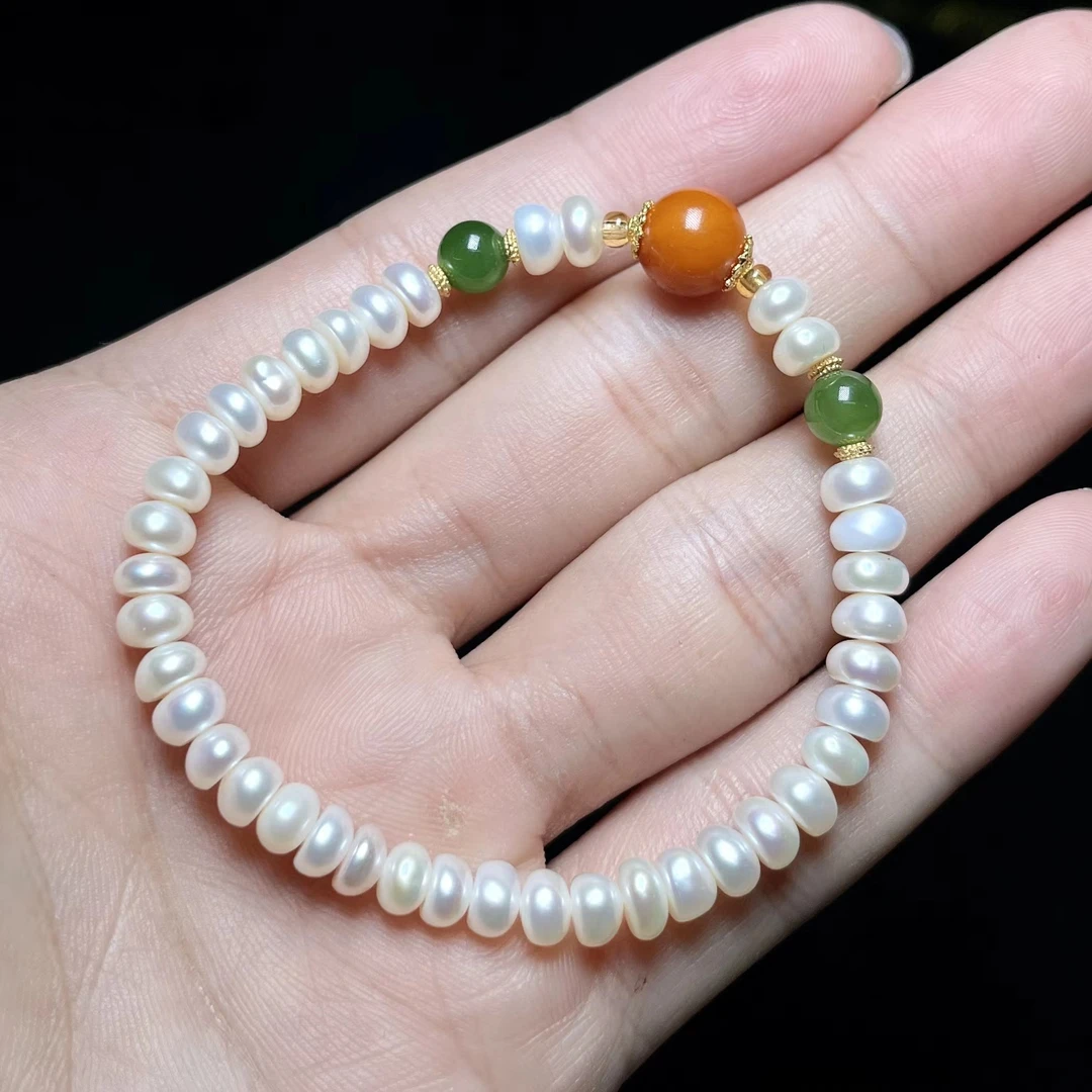 菲菲珠宝好*珍珠单圈手串约5mm