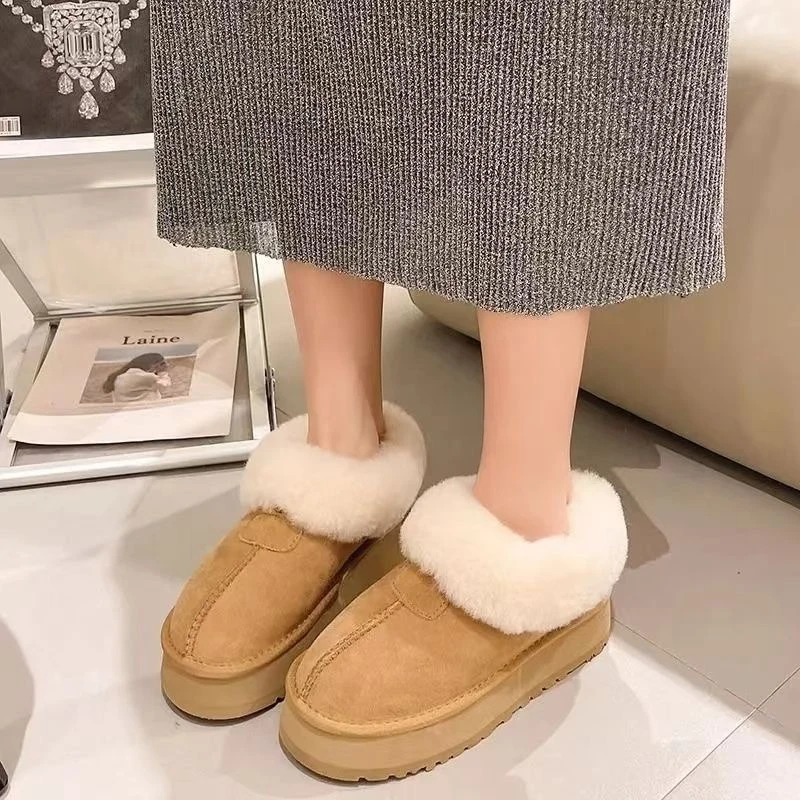 桑坡雪地靴_皮毛一体塔次特厚底秋冬雪地靴真毛2024新款加厚