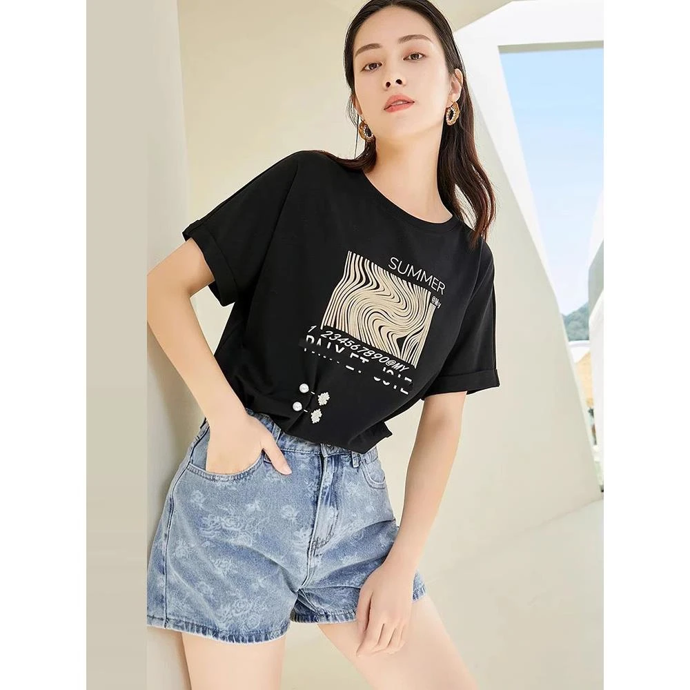 24338【蔓系列】印花透气短袖T恤22215123