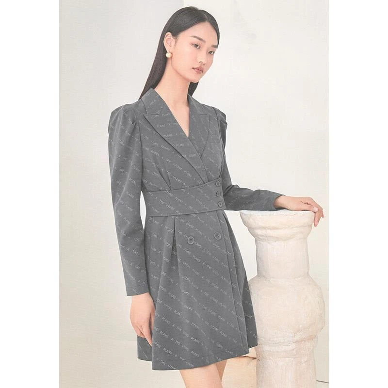 9590【依系列】字母印花西装连衣裙4H183106D