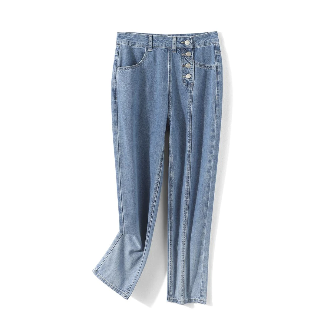 24950【然系列】渐变纽扣时尚牛仔裤RBX19673X