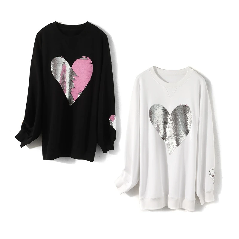 27055【琲系列】休闲宽松亮片卫衣B2SW34014