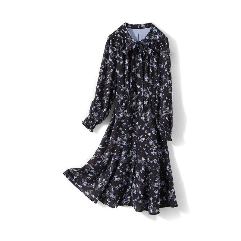 9748【金系列】复古碎花收腰连衣裙J0D6210Q021