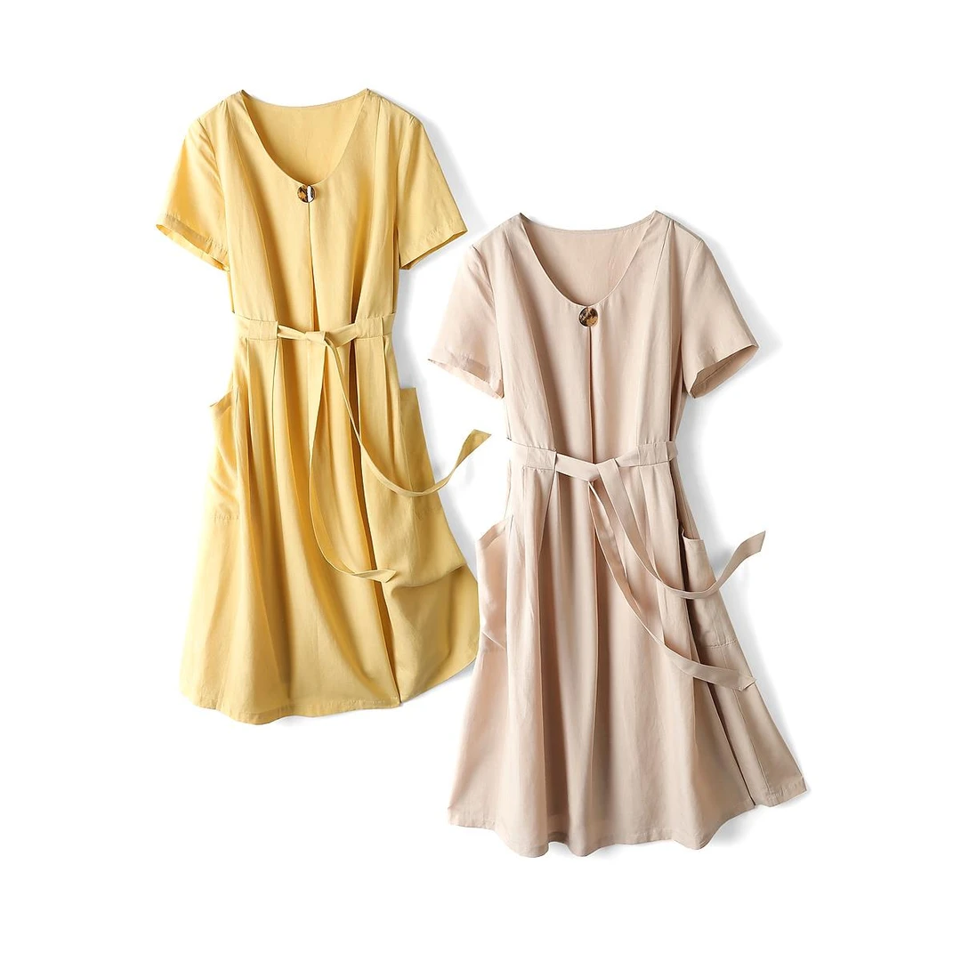 18427【木系列】文艺显瘦连衣裙20213856L3