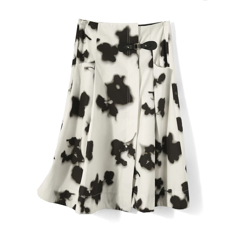 26256【X系列】扎染黑白百褶半裙3SP01B04650