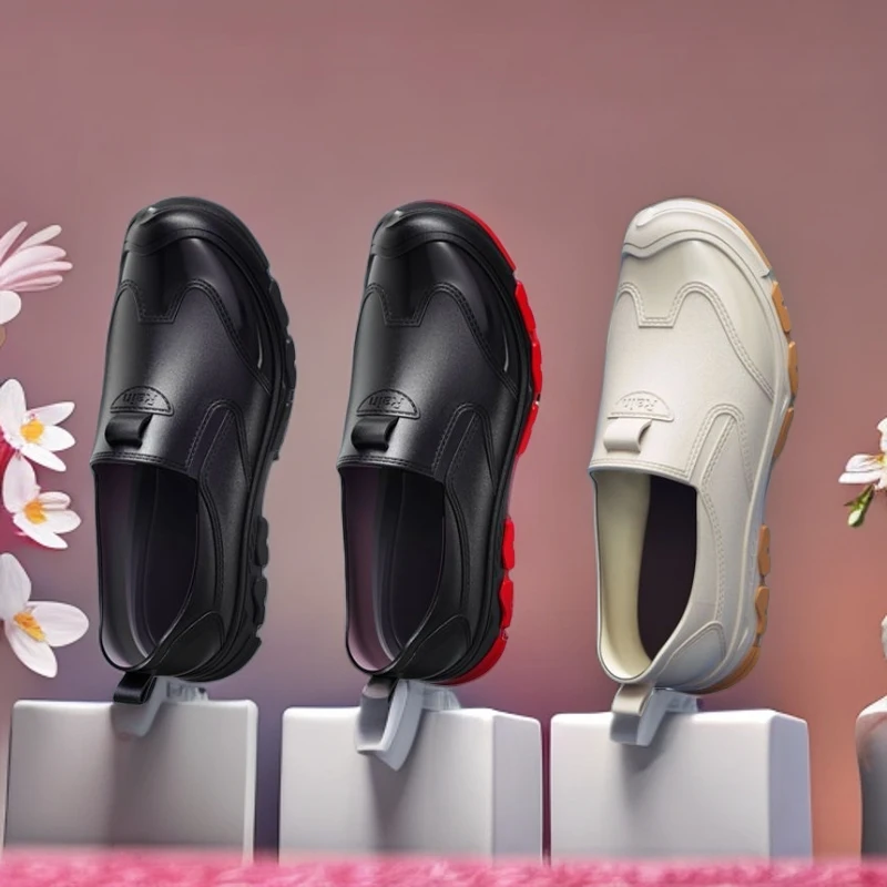 雨鞋轻便男时尚男士男鞋纯色防水厚款厚底防滑低筒休闲