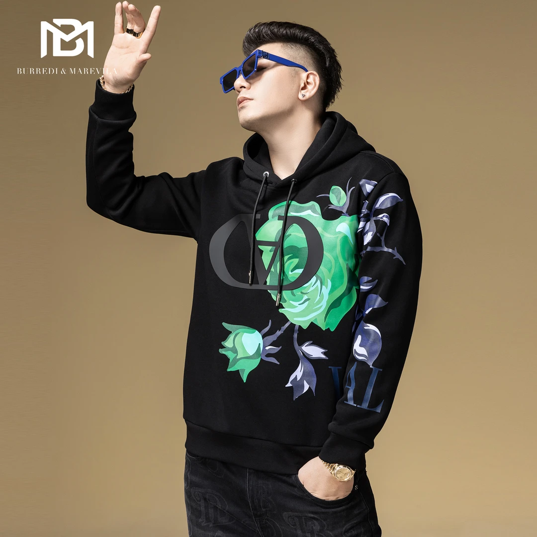 BM时尚印花美式高街卫衣男春秋季2023新款爆款潮连帽高端轻奢男装