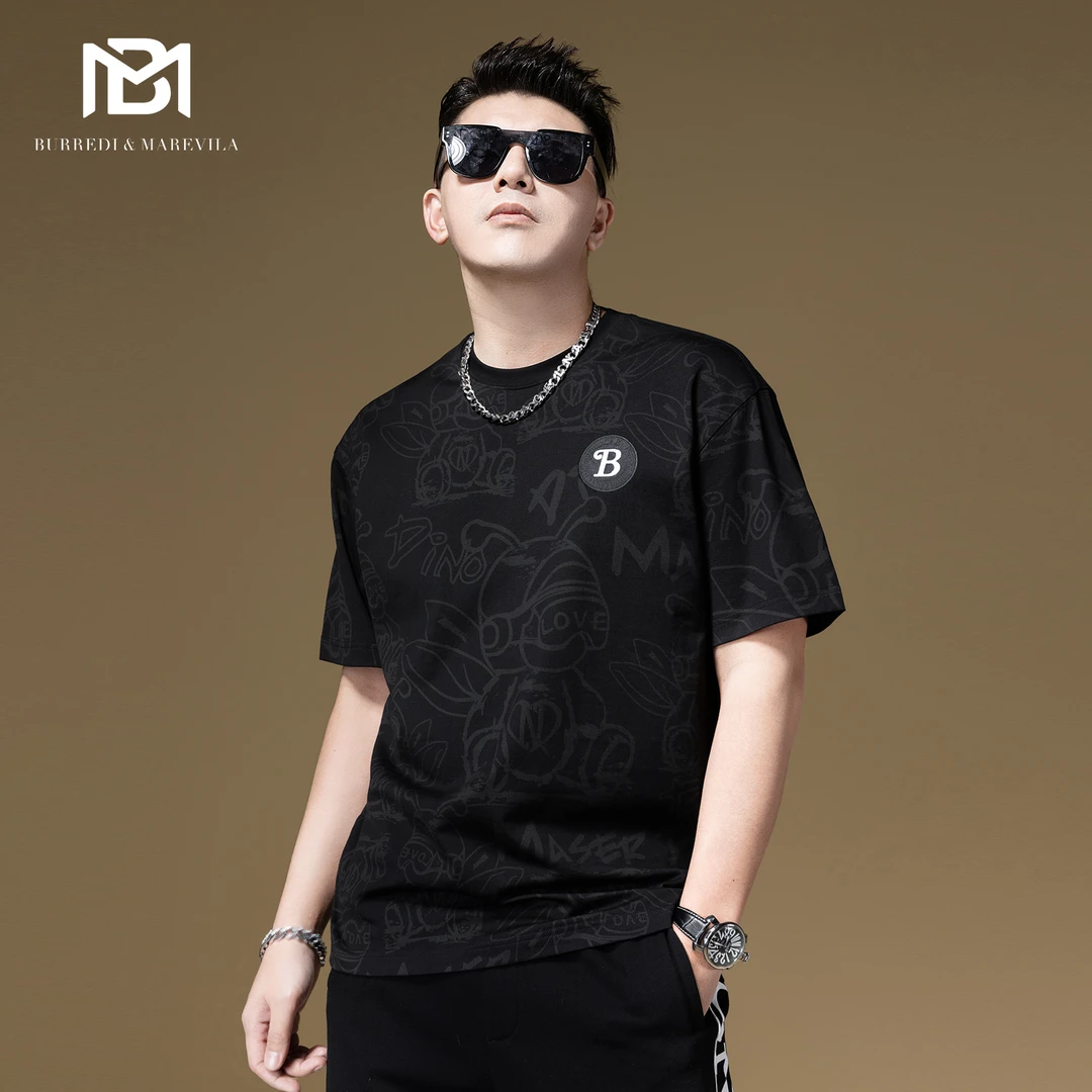 BM卡通印花t恤美式复古纯棉短袖男潮牌潮流宽松半袖男款2023新款