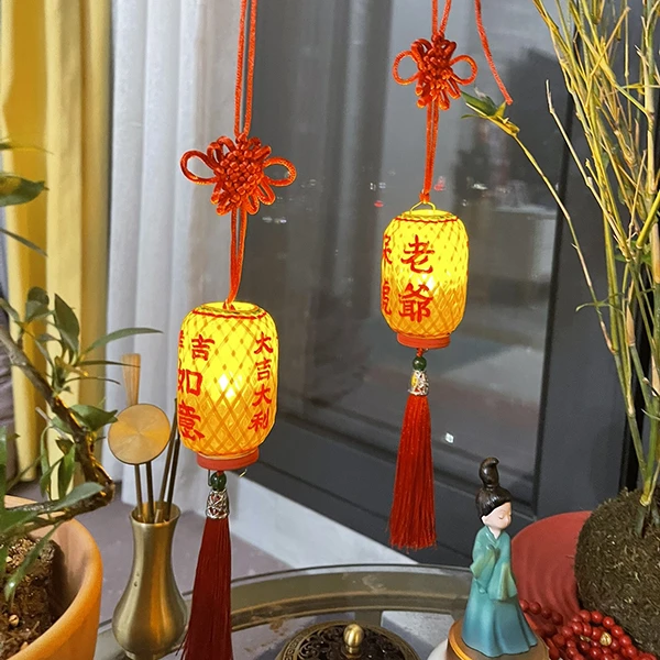 网红潮汕竹编油纸迷你发光小灯笼老爷保号添丁挂车传统文化打卡