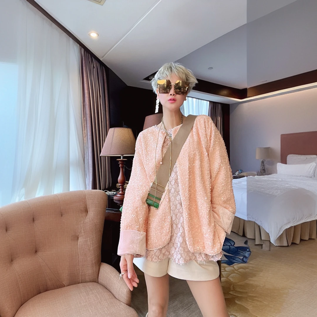 【时尚先驱】欧美风设计师潮款亮片刺绣外套