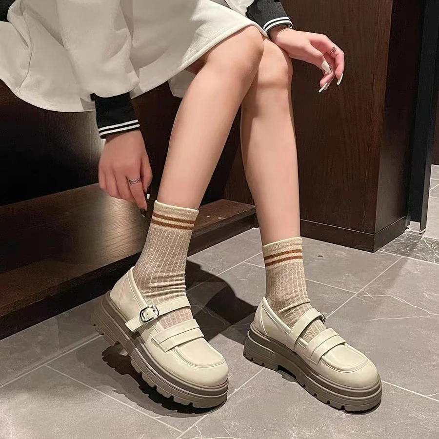 133-10真皮玛丽珍小皮鞋女春季2025新款英伦风松糕厚底乐福鞋单鞋