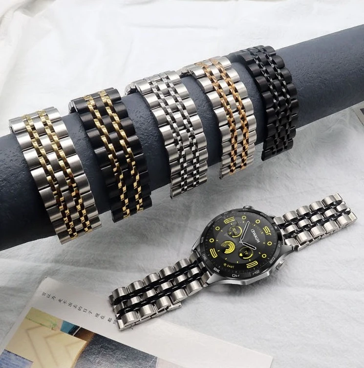 适用华为GT3/GT2荣耀智能Watch4/3商务奢华金属不锈钢钢带gt4表带