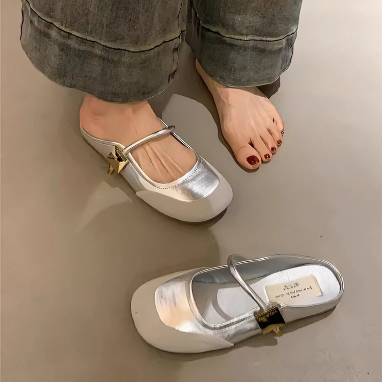 银色玛丽珍浅口单鞋子女2024年新款爆款夏季配裙厚底晚晚风软底鞋