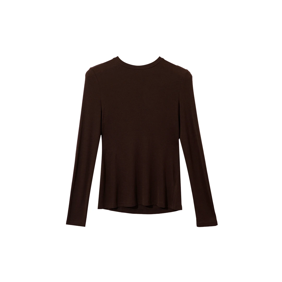 设计师原创新款休闲百搭简约舒适慵懒风天丝羊毛打底衫ZL244033