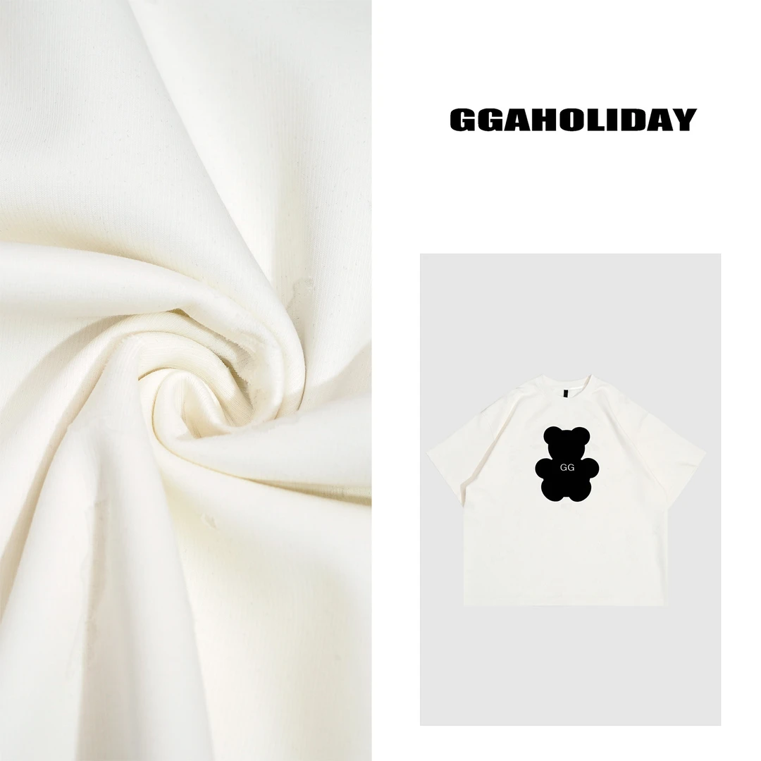 GGAHOLIDAY时尚潮流宽松简约百搭白色T恤情侣短袖上衣-151062