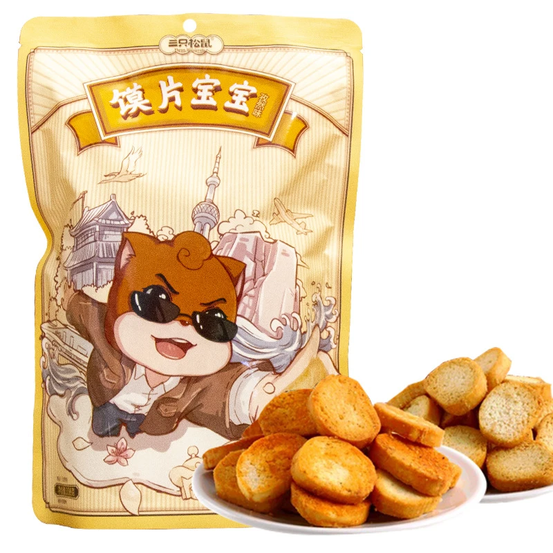 三只松鼠馍片宝宝108g袋小膜丁饼干烤馍片休闲零食
