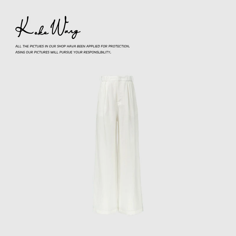 KOKOWANG  高级感气质百搭显瘦亚麻时尚休闲阔腿裤152964C20K42