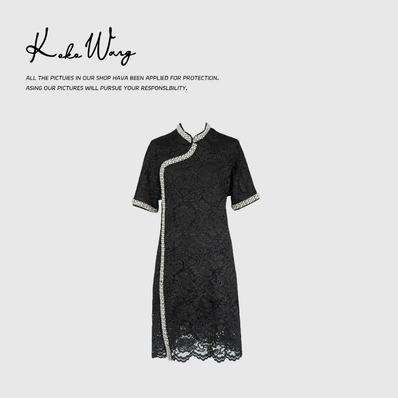 KOKO WANG过年战衣重工钉珠新国风高级旗袍连衣裙100684A27Q41