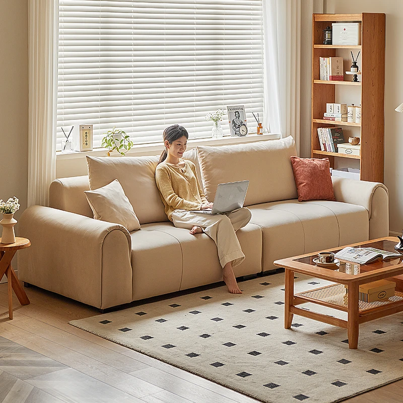 奶油风猫爪布艺沙发直排小户型北欧现代简约沙发直排多人位沙发