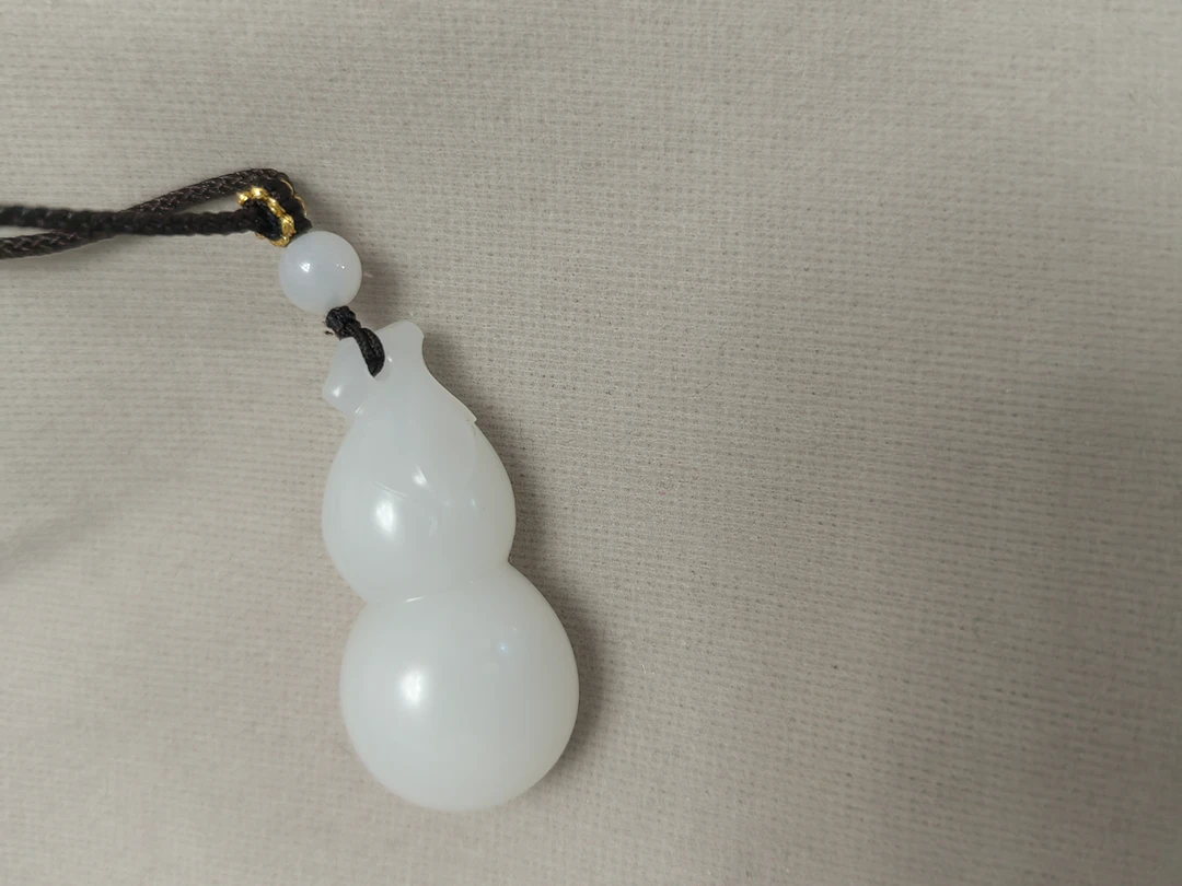 （合玉堂）新疆和田玉白玉葫芦（福禄）精品挂件