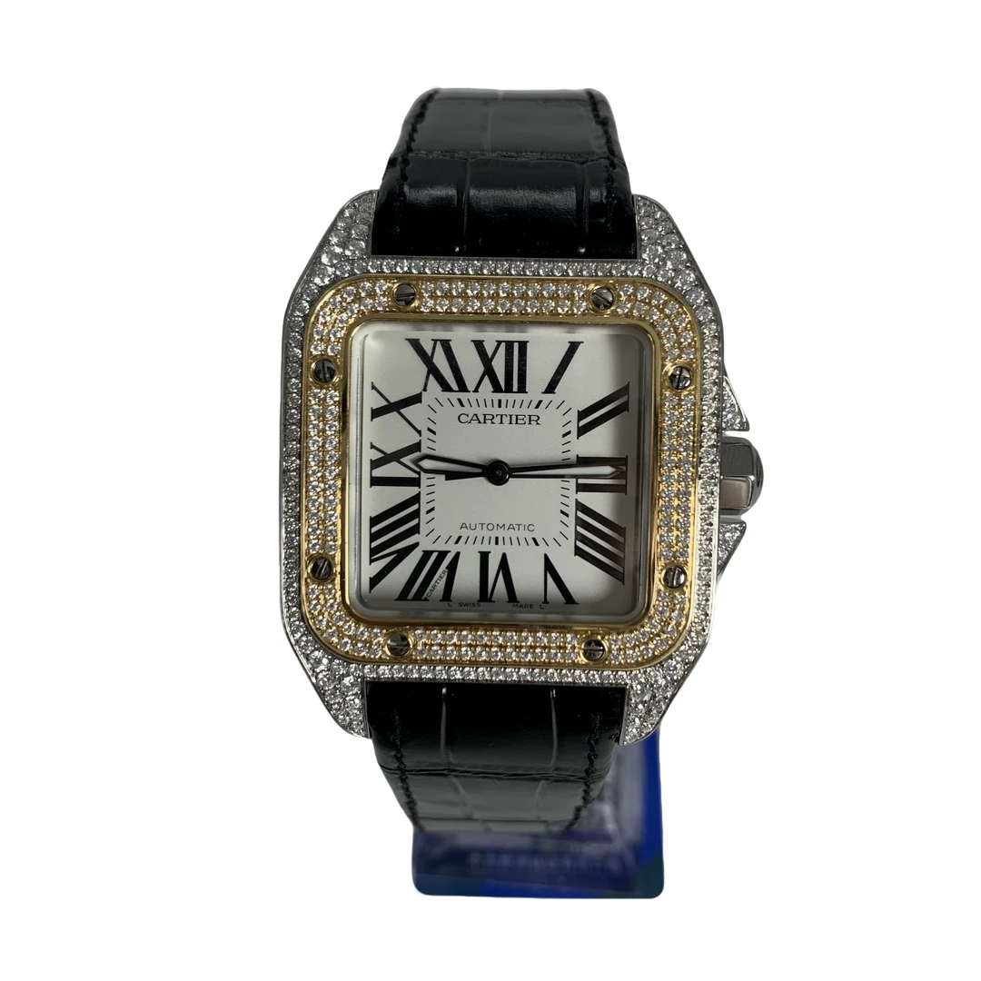 95新 Cartier/卡地亚 山度士系列 机械 后钻 k金圈 41*51MM0821