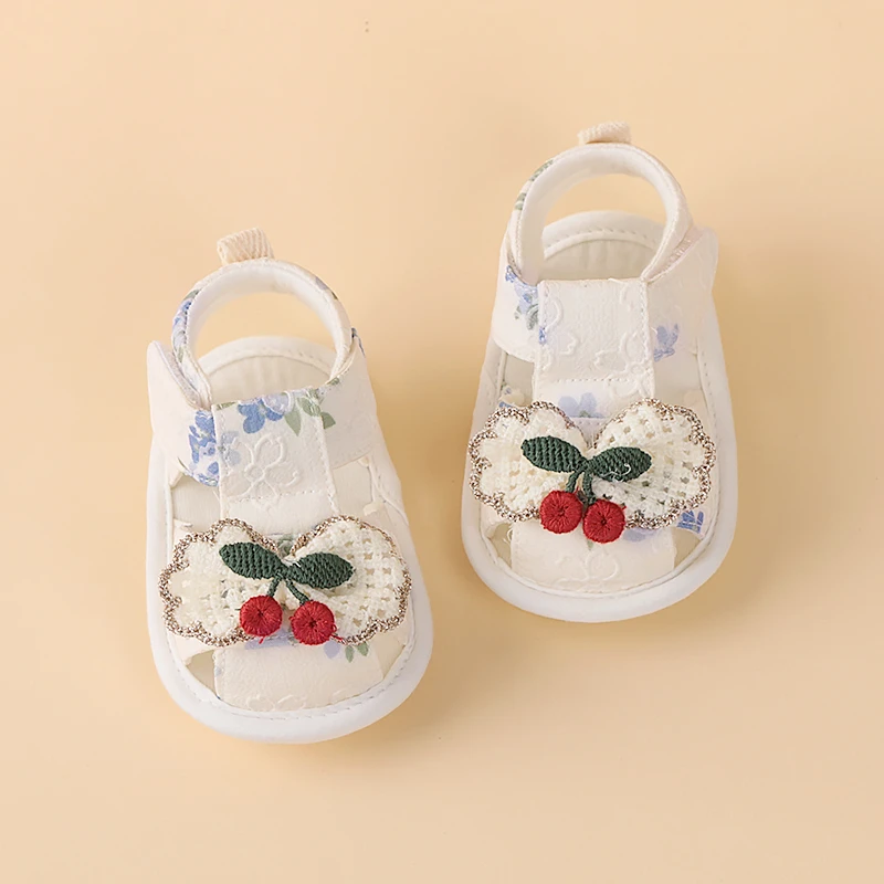 夏季布底女女童包头凉鞋防滑软底不掉跟步前鞋新生儿女童鞋0-10月